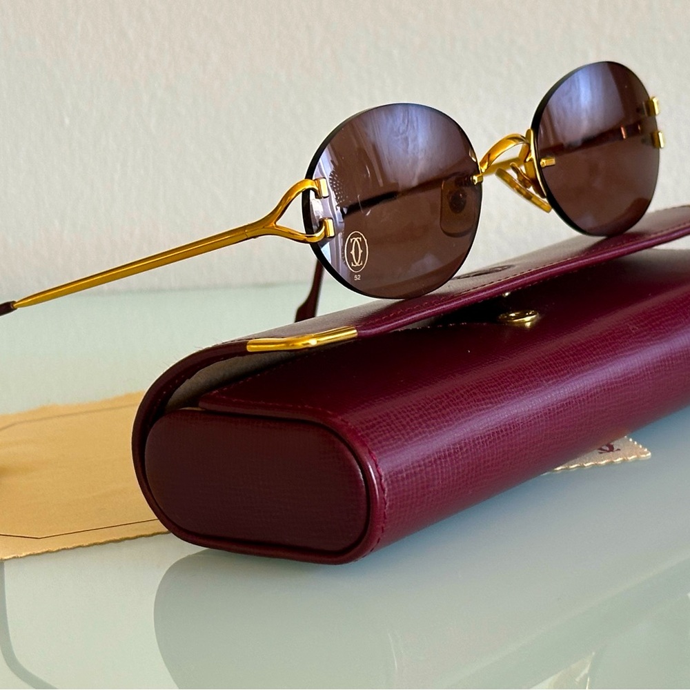 Vintage Cartier Oval Sunglasses 18k gold plated.